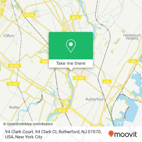 Mapa de 94 Clark Court, 94 Clark Ct, Rutherford, NJ 07070, USA