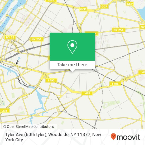 Mapa de Tyler Ave (60th tyler), Woodside, NY 11377