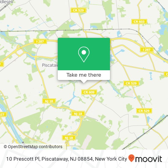 Mapa de 10 Prescott Pl, Piscataway, NJ 08854