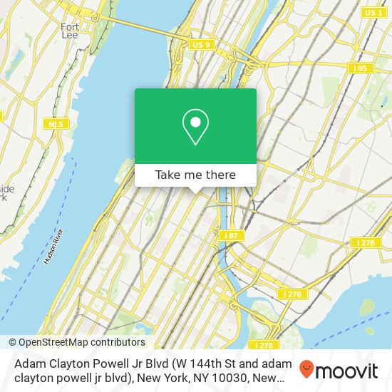 Adam Clayton Powell Jr Blvd (W 144th St and adam clayton powell jr blvd), New York, NY 10030 map