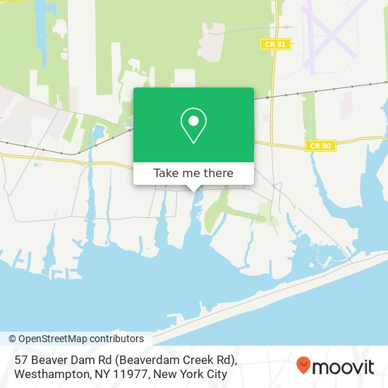 Mapa de 57 Beaver Dam Rd (Beaverdam Creek Rd), Westhampton, NY 11977