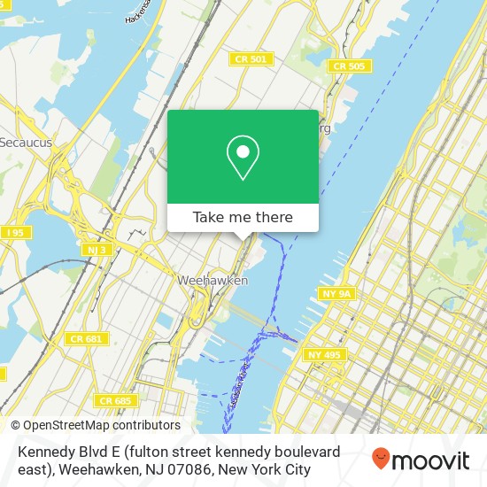 Mapa de Kennedy Blvd E (fulton street kennedy boulevard east), Weehawken, NJ 07086