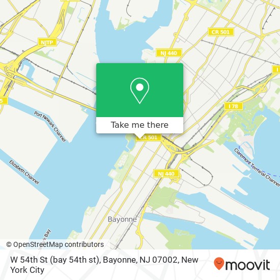 Mapa de W 54th St (bay 54th st), Bayonne, NJ 07002
