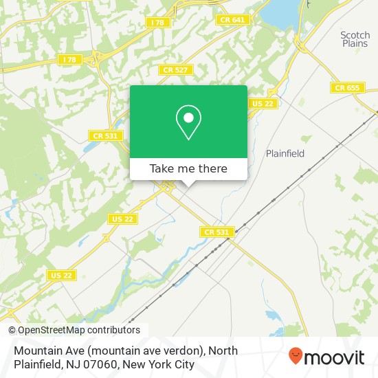Mapa de Mountain Ave (mountain ave verdon), North Plainfield, NJ 07060