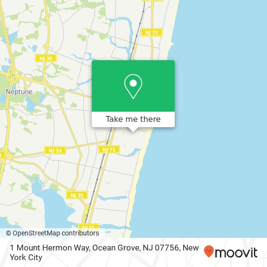 Mapa de 1 Mount Hermon Way, Ocean Grove, NJ 07756