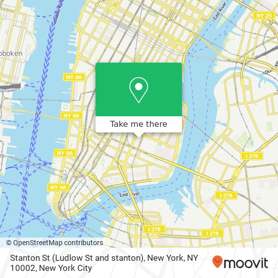 Mapa de Stanton St (Ludlow St and stanton), New York, NY 10002