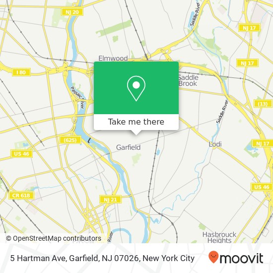 Mapa de 5 Hartman Ave, Garfield, NJ 07026