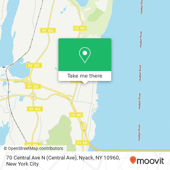 Mapa de 70 Central Ave N (Central Ave), Nyack, NY 10960