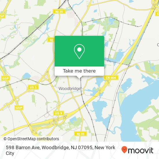 Mapa de 598 Barron Ave, Woodbridge, NJ 07095