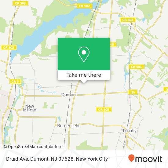 Mapa de Druid Ave, Dumont, NJ 07628