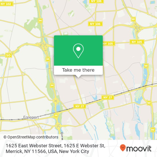 Mapa de 1625 East Webster Street, 1625 E Webster St, Merrick, NY 11566, USA