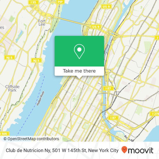 Mapa de Club de Nutricion Ny, 501 W 145th St