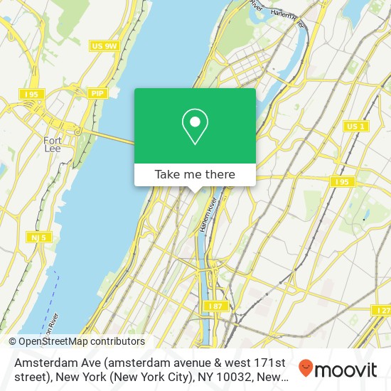 Amsterdam Ave (amsterdam avenue & west 171st street), New York (New York City), NY 10032 map