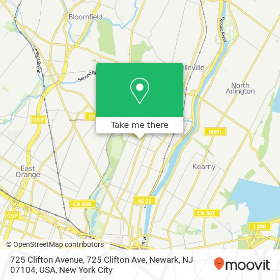 725 Clifton Avenue, 725 Clifton Ave, Newark, NJ 07104, USA map