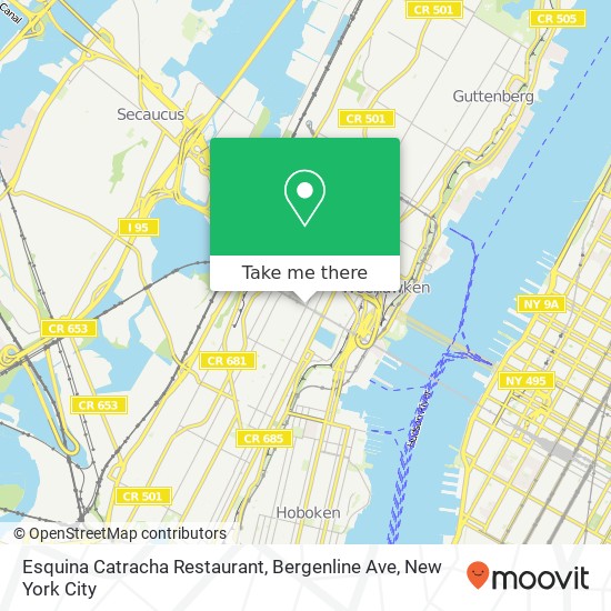 Mapa de Esquina Catracha Restaurant, Bergenline Ave