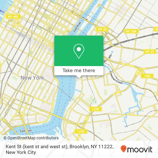 Mapa de Kent St (kent st and west st), Brooklyn, NY 11222