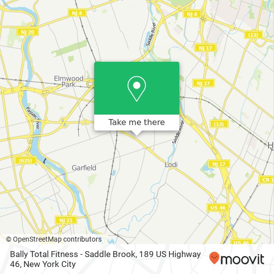 Bally Total Fitness - Saddle Brook, 189 US Highway 46 map