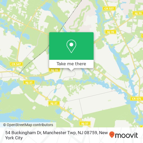 Mapa de 54 Buckingham Dr, Manchester Twp, NJ 08759