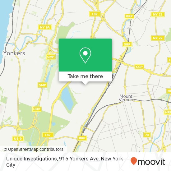 Mapa de Unique Investigations, 915 Yonkers Ave