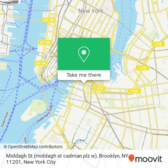 Mapa de Middagh St (middagh st cadman plz w), Brooklyn, NY 11201