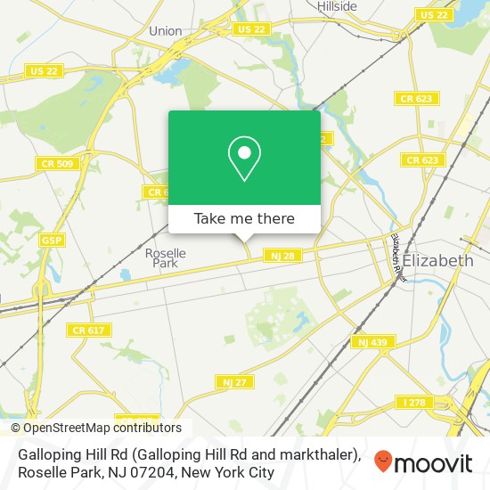 Mapa de Galloping Hill Rd (Galloping Hill Rd and markthaler), Roselle Park, NJ 07204