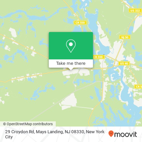Mapa de 29 Croydon Rd, Mays Landing, NJ 08330