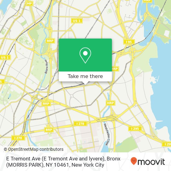 Mapa de E Tremont Ave (E Tremont Ave and lyvere), Bronx (MORRIS PARK), NY 10461