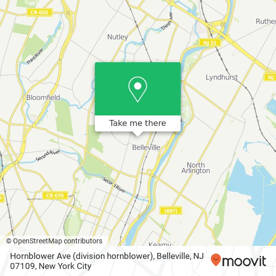 Mapa de Hornblower Ave (division hornblower), Belleville, NJ 07109