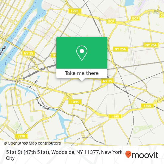 Mapa de 51st St (47th 51st), Woodside, NY 11377