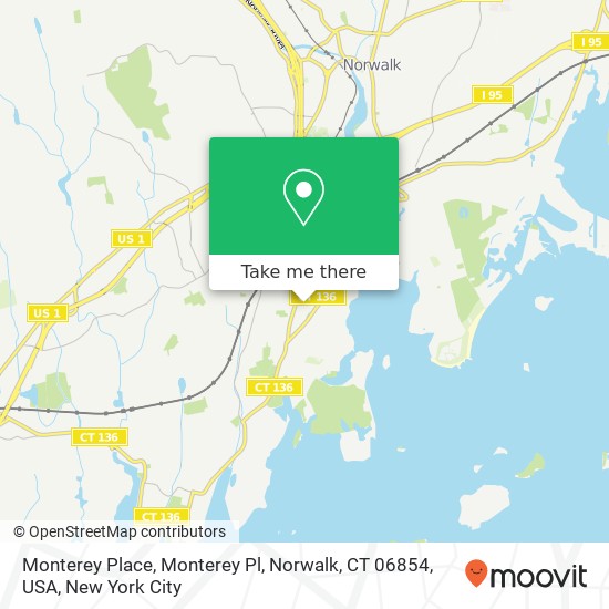 Mapa de Monterey Place, Monterey Pl, Norwalk, CT 06854, USA