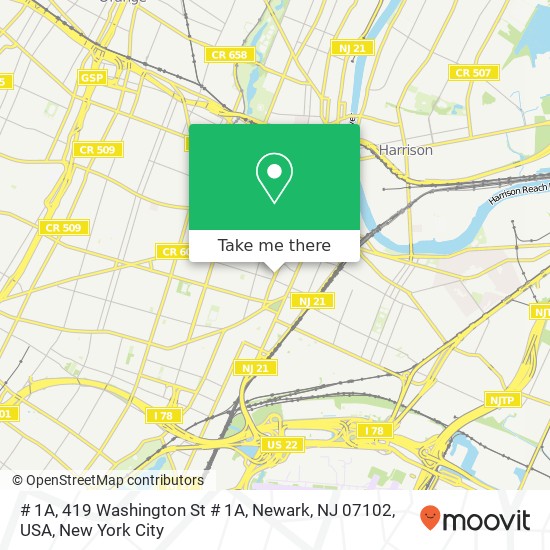 # 1A, 419 Washington St # 1A, Newark, NJ 07102, USA map