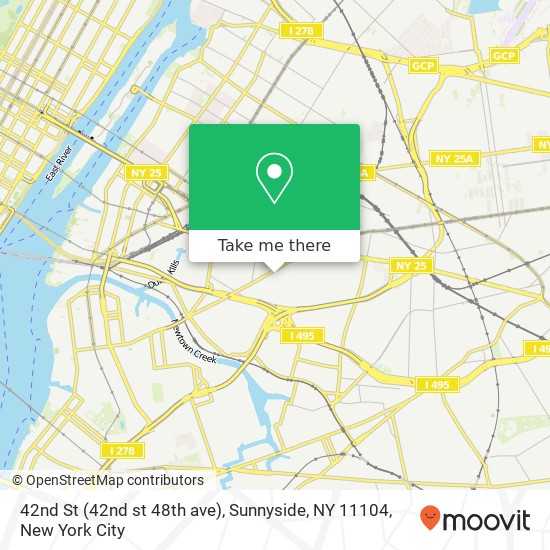 Mapa de 42nd St (42nd st 48th ave), Sunnyside, NY 11104