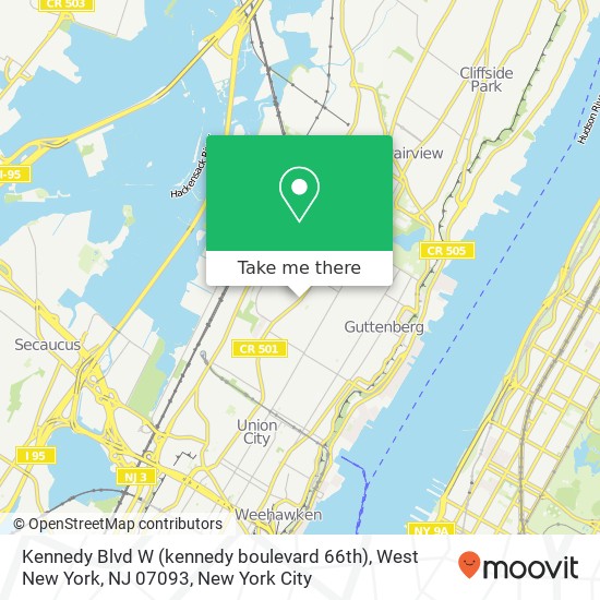 Kennedy Blvd W (kennedy boulevard 66th), West New York, NJ 07093 map