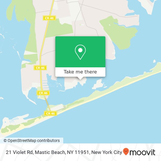 Mapa de 21 Violet Rd, Mastic Beach, NY 11951