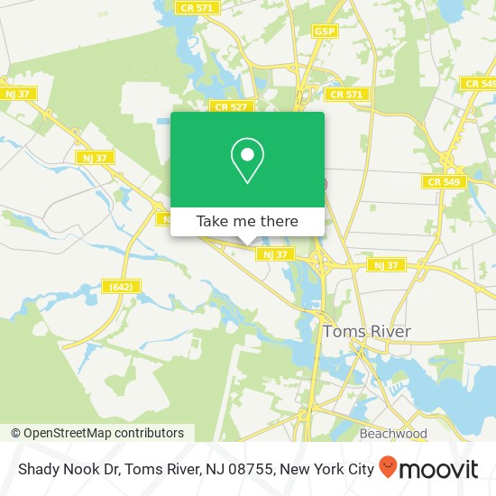 Shady Nook Dr, Toms River, NJ 08755 map