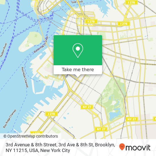 3rd Avenue & 8th Street, 3rd Ave & 8th St, Brooklyn, NY 11215, USA map