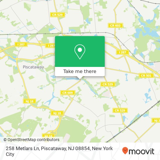 Mapa de 258 Metlars Ln, Piscataway, NJ 08854