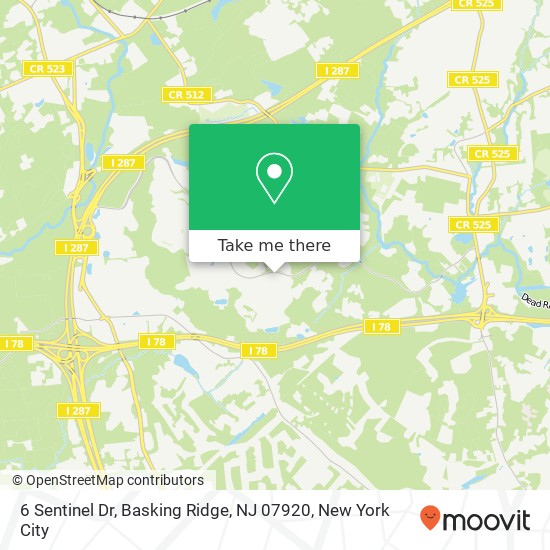 Mapa de 6 Sentinel Dr, Basking Ridge, NJ 07920