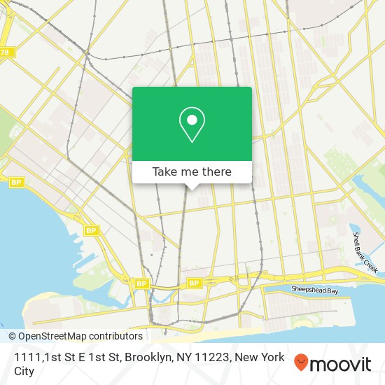 Mapa de 1111,1st St E 1st St, Brooklyn, NY 11223