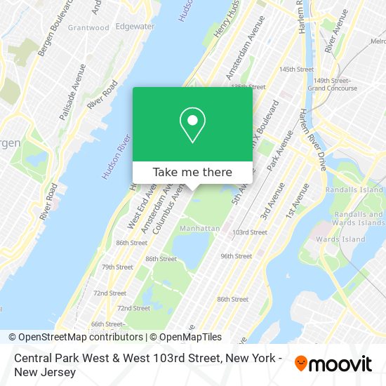 Central Park West & West 103rd Street map