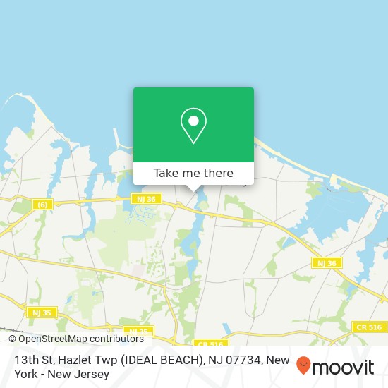 Mapa de 13th St, Hazlet Twp (IDEAL BEACH), NJ 07734