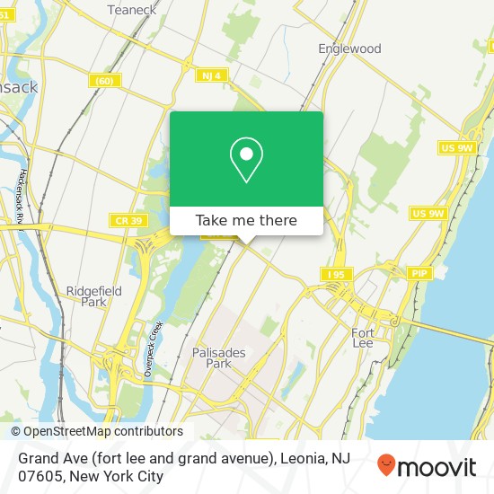 Mapa de Grand Ave (fort lee and grand avenue), Leonia, NJ 07605