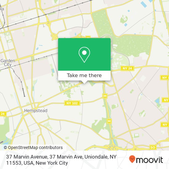 Mapa de 37 Marvin Avenue, 37 Marvin Ave, Uniondale, NY 11553, USA