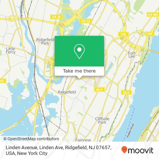 Mapa de Linden Avenue, Linden Ave, Ridgefield, NJ 07657, USA