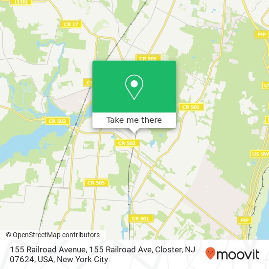 Mapa de 155 Railroad Avenue, 155 Railroad Ave, Closter, NJ 07624, USA