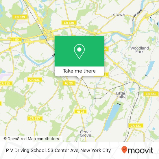 P V Driving School, 53 Center Ave map
