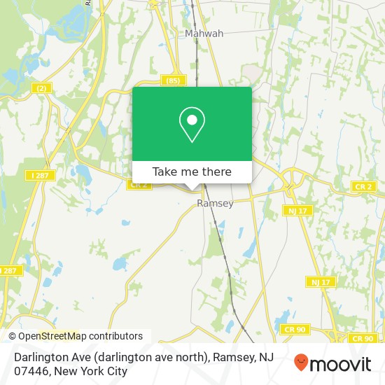 Mapa de Darlington Ave (darlington ave north), Ramsey, NJ 07446