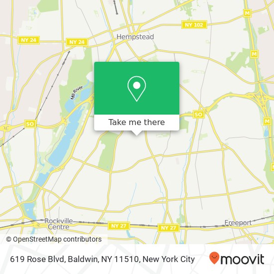 Mapa de 619 Rose Blvd, Baldwin, NY 11510