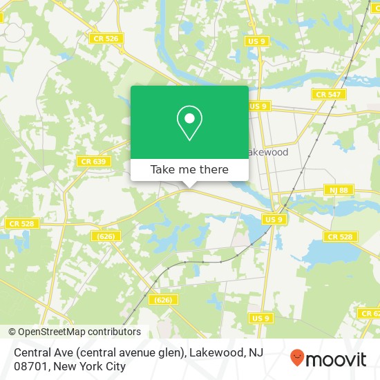 Mapa de Central Ave (central avenue glen), Lakewood, NJ 08701