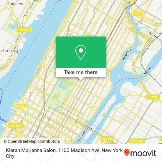 Mapa de Kieran McKenna Salon, 1100 Madison Ave
